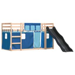Berkfield Home Bunk Bed without Mattress with Slide & Curtains Blue 80x200 cm - thumbnail 3