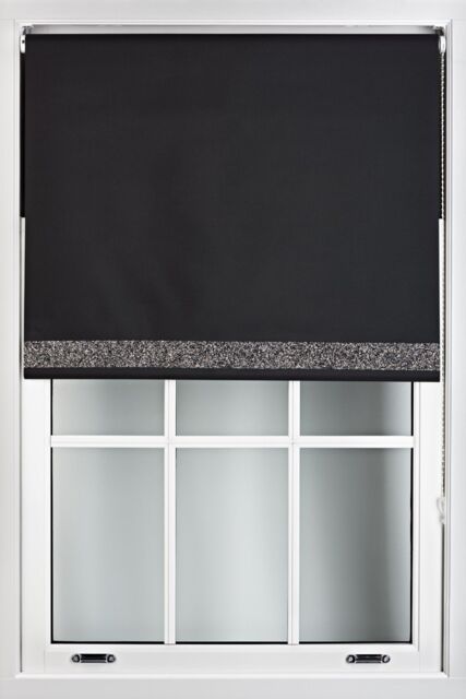 Furnished Black Blackout Fabric with Black Glitter Accent - Trimmable Roller Blind - Size: 80 cm width x 165 cm drop - image 1