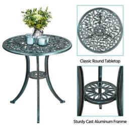 KORVIXA Green 3 Piece Patio Furniture Antique Bistro Dining Set - Size: 100 cm - thumbnail 4