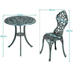 KORVIXA Green 3 Piece Patio Furniture Antique Bistro Dining Set - Size: 100 cm - thumbnail 2