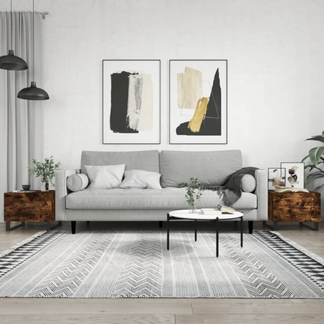 Berkfield Home Coffee Tables 2 pcs Smoked Oak 50x50x40 cm Engineered Wood in Brown - Size: 50 x 50 x 40 cm - image 1