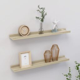Berkfield Home Wall Shelves 2 pcs Sonoma Oak 60x9x3 cm in Brown - Size: 60 x 9 x 3 cm - thumbnail 1
