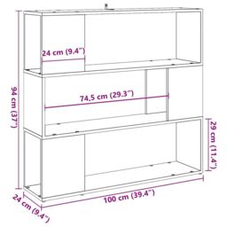 Berkfield Home Book Cabinet/Room Divider Old Wood 100x24x94 cm in Brown - Size: 100 x 24 x 94 cm - thumbnail 9