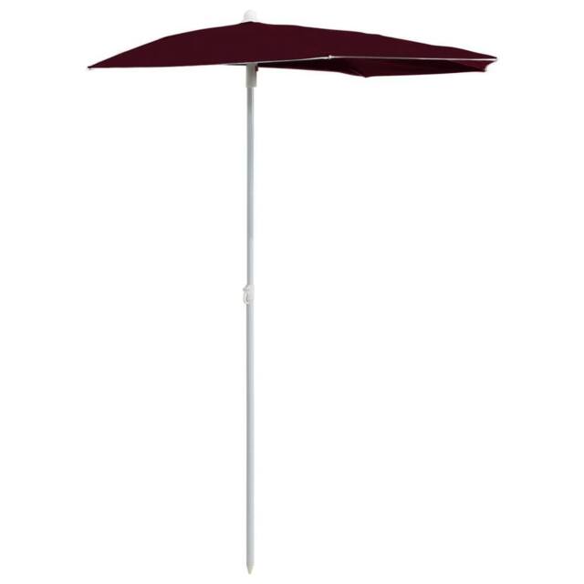 Berkfield Home Garden Half Parasol with Pole 180x90 cm Bordeaux Red in Burgundy - image 1