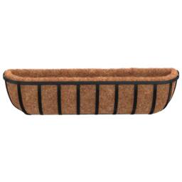 Berkfield Home Wall Troughs 2 pcs with Coco Liners Black 76x21x16 cm Steel - Size: 76 x 21 x 16 cm - thumbnail 4