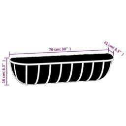 Berkfield Home Wall Troughs 2 pcs with Coco Liners Black 76x21x16 cm Steel - Size: 76 x 21 x 16 cm - thumbnail 6