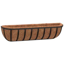 Berkfield Home Wall Troughs 2 pcs with Coco Liners Black 76x21x16 cm Steel - Size: 76 x 21 x 16 cm - thumbnail 1
