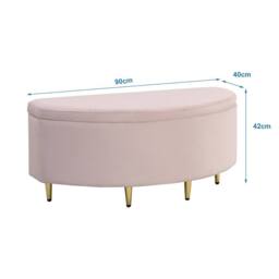 Merax 3ft Single Velvet Upholstered Bed with Shell Headboard & Storage Bench in Pink - thumbnail 9