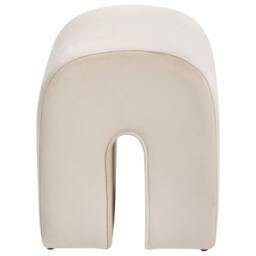 Wyld and Coco Beige Velvet U Shaped Pouffe Ottoman Pine Core Modern Living Room - thumbnail 4