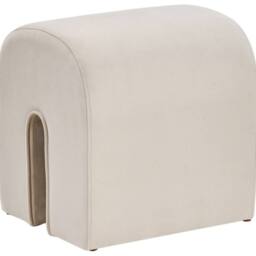 Wyld and Coco Beige Velvet U Shaped Pouffe Ottoman Pine Core Modern Living Room - thumbnail 2