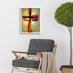 "Artery8 Wall Art Print Christian Modern Crucifixion Cross Jesus Art Framed in White - Size: W12"" x H16""" - thumbnail 2