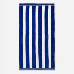 Allure Bath Fashions Jumbo Cabana Stripe Beach Towel - 100% Cotton in Navy - thumbnail 2