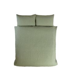 Rapport Home Seersucker Polycotton Luxury Duvet Cover Set with Pillowcase in Green - Size: King - thumbnail 3