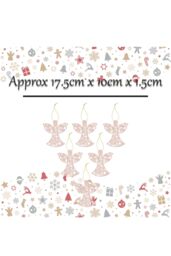 VFM e-Store Christmas Tree Decoration Glitter Angel X 6 17. 5cmx10cmx1. 5cm in Ivory - Size: 5 cmx10 cm - thumbnail 2