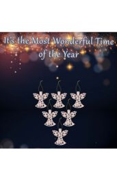 VFM e-Store Christmas Tree Decoration Glitter Angel X 6 17. 5cmx10cmx1. 5cm in Ivory - Size: 5 cmx10 cm - thumbnail 3