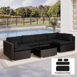 SPETLEK Garden Rattan Sofa Set Cushion Polyester Cover Black - Size: 100 cm x 190 cm - thumbnail 3