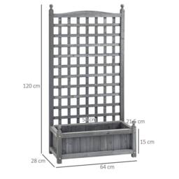 OUTSUNNY Raised Garden Bed with Trellis Garden Planters Indoor Grey - thumbnail 3