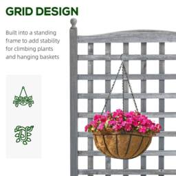OUTSUNNY Raised Garden Bed with Trellis Garden Planters Indoor Grey - thumbnail 4