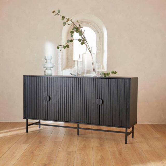 sweeek 157.5cm sideboard cabinet with two doors & one shelf in Black - image 1