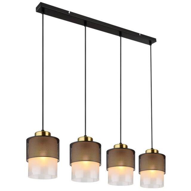 Netlighting Olga Bar Pendant Ceiling Light Matt Black Satined Glass Shade 4x E27 - image 1