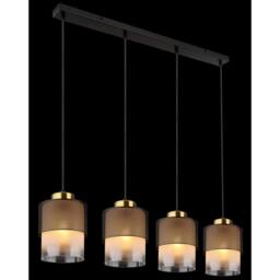 Netlighting Olga Bar Pendant Ceiling Light Matt Black Satined Glass Shade 4x E27 - thumbnail 5