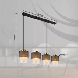 Netlighting Olga Bar Pendant Ceiling Light Matt Black Satined Glass Shade 4x E27 - thumbnail 6