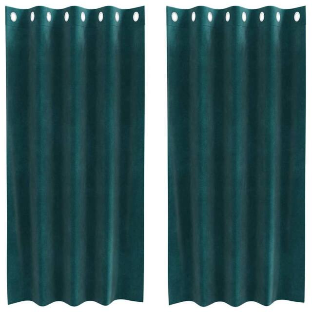 Berkfield Home Blackout Curtains with Eyelets 2 pcs Dark Green Velvet - image 1