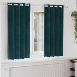 Berkfield Home Blackout Curtains with Eyelets 2 pcs Dark Green Velvet - thumbnail 2
