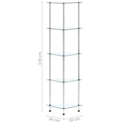 Berkfield Home 5-Tier Shelf Transparent 30x30x130 cm Tempered Glass in Clear - Size: 30 x 30 x 130 cm - thumbnail 6