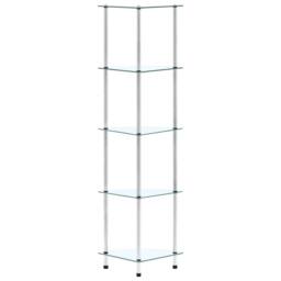 Berkfield Home 5-Tier Shelf Transparent 30x30x130 cm Tempered Glass in Clear - Size: 30 x 30 x 130 cm - thumbnail 2