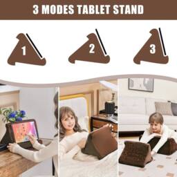 Kelvenix 4 in 1 Bed Wedge Pillow Stand Side Pockets in Brown - thumbnail 5
