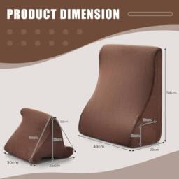Kelvenix 4 in 1 Bed Wedge Pillow Stand Side Pockets in Brown - thumbnail 2