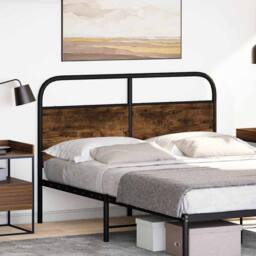 Berkfield Home Headboard Smoked Oak 135 cm Steel & Engineered Wood in Brown - thumbnail 2