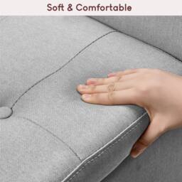 Kelvenix Light Grey Linen Storage Ottoman Seat Stool Bench - Size: 0.6m2 - thumbnail 4