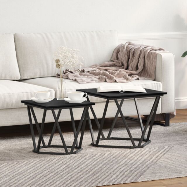Berkfield Home Coffee Table Black oak Metal frame, Wood top Small Durable - image 1