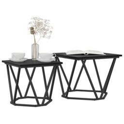 Berkfield Home Coffee Table Black oak Metal frame, Wood top Small Durable - thumbnail 3