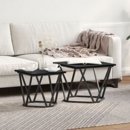 Berkfield Home Coffee Table Black oak Metal frame, Wood top Small Durable