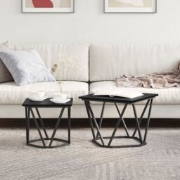 Berkfield Home Coffee Table Black oak Metal frame, Wood top Small Durable - thumbnail 4
