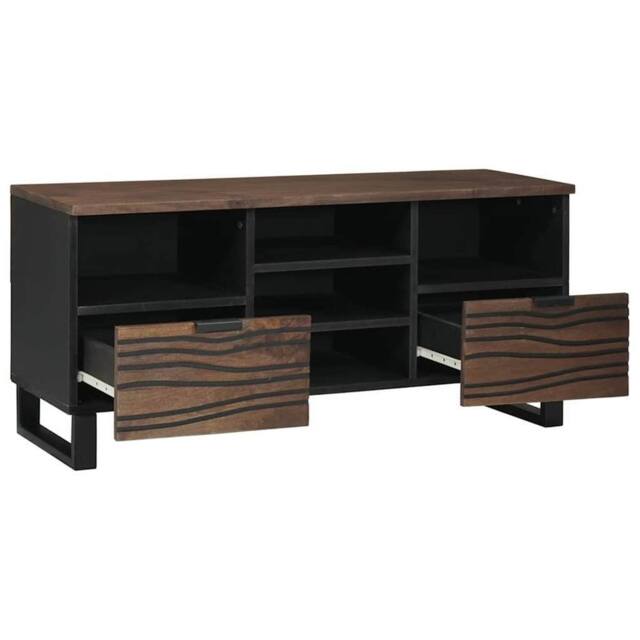 Berkfield Home TV Cabinet 100x33.5x46 cm in Solid & Engineered Wood in Brown - image 1
