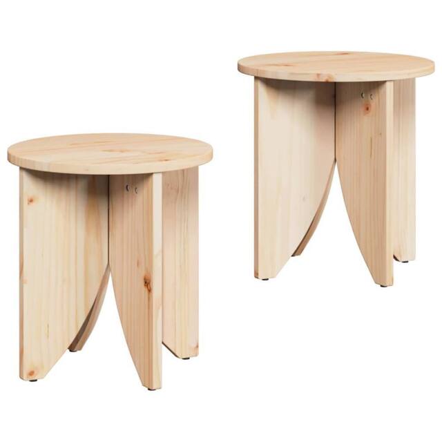 Berkfield Home Coffee Table 2 pcs Natural 41.5 x 41.5 x 44 cm Solid pine wood - image 1