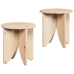 Berkfield Home Coffee Table 2 pcs Natural 41.5 x 41.5 x 44 cm Solid pine wood - thumbnail 1