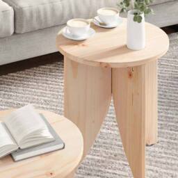 Berkfield Home Coffee Table 2 pcs Natural 41.5 x 41.5 x 44 cm Solid pine wood - thumbnail 4