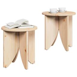 Berkfield Home Coffee Table 2 pcs Natural 41.5 x 41.5 x 44 cm Solid pine wood - thumbnail 3