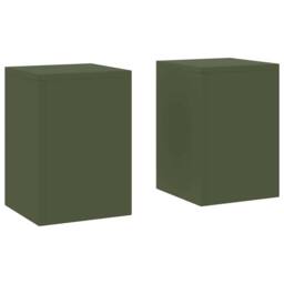 Berkfield Home Outdoor Plant Stands Pillar 2 pcs Olive Green 24x24x35 cm Steel - Size: 24 x 24 x 35 cm - thumbnail 3