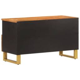 Berkfield Home TV Cabinet Brown & Black 80x33.5x46 cm Solid Wood Mango - thumbnail 6