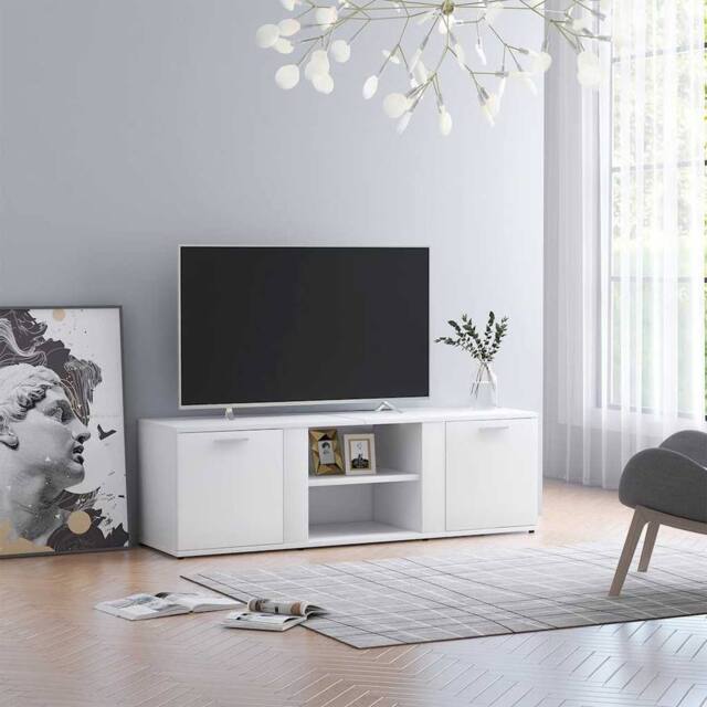 Berkfield Home TV Cabinet White 120x34x37 cm Engineered Wood - Size: 120 x 34 x 37 cm - image 1