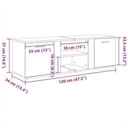 Berkfield Home TV Cabinet White 120x34x37 cm Engineered Wood - Size: 120 x 34 x 37 cm - thumbnail 9