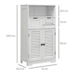 EONLION White Freestanding Bathroom Cabinet with Louvred Doors - thumbnail 2
