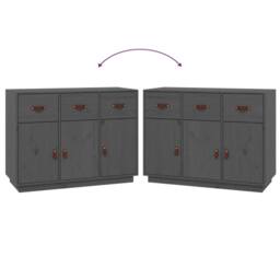 Berkfield Home Sideboard Grey 100x40x75 cm Solid Wood Pine - Size: 100 x 40 x 75 cm - thumbnail 8