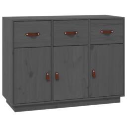 Berkfield Home Sideboard Grey 100x40x75 cm Solid Wood Pine - Size: 100 x 40 x 75 cm - thumbnail 3